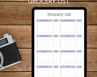 Weekly grocery list, Food Shopping List, Downloadable Grocery List