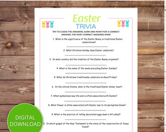 Easter Trivia Game, Sunday School Trivia, Printable Easter Trivia Game with Answers
