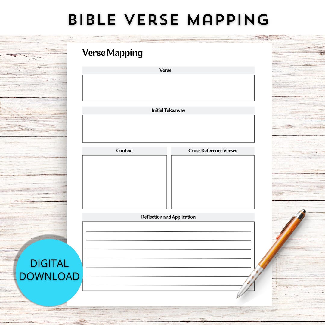 Bible Verse Mapping Printable, Scripture Study Worksheet, Bible Study ...