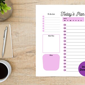 Daily Organizer, Daily Agenda, Hourly Daily Planner