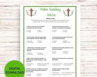 Palm Sunday Trivia Game, Holy Week Trivia Game