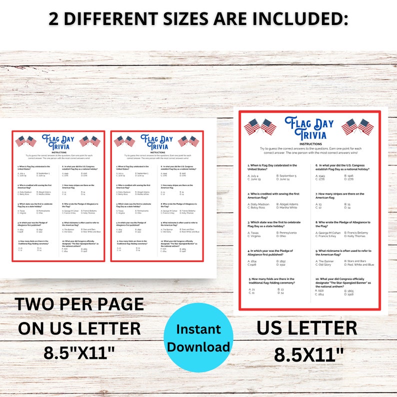 Flag Day Trivia Game, United States Flag Trivia Game, Flag Day Trivia