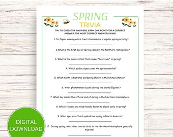 Spring Trivia Game Printable, Garden Trivia Game