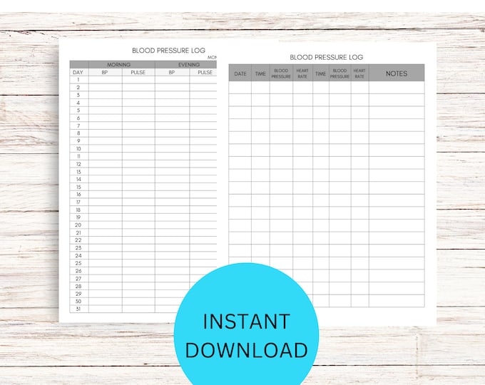Blood Pressure Log, Printable and Editable PDF Daily Blood Pressure