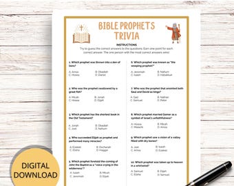 Bible Prophets Trivia Game, Sunday School Game, Bible Trivia, Christian Bible Study Game, Bible Learning Lesson, Christian Activity, PDF