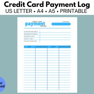 Puede incluir: Plantilla de seguimiento de pagos con tarjeta de crédito imprimible con secciones para el saldo inicial, el pago mínimo, el tipo de interés, el límite de crédito, la fecha límite de pago, la fecha, el saldo inicial, el pago y el saldo restante.