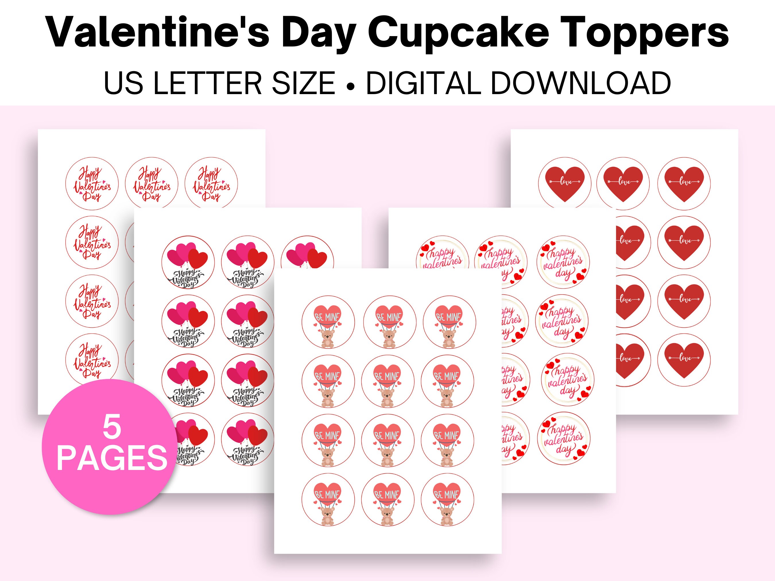 Valentine's Day Cupcake Toppers, Valentines Toppers, Valentine's ...