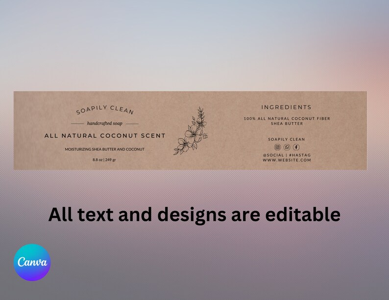Editable Soap Label, Printable Soap Label, Soap Sleeves Label - Etsy ...