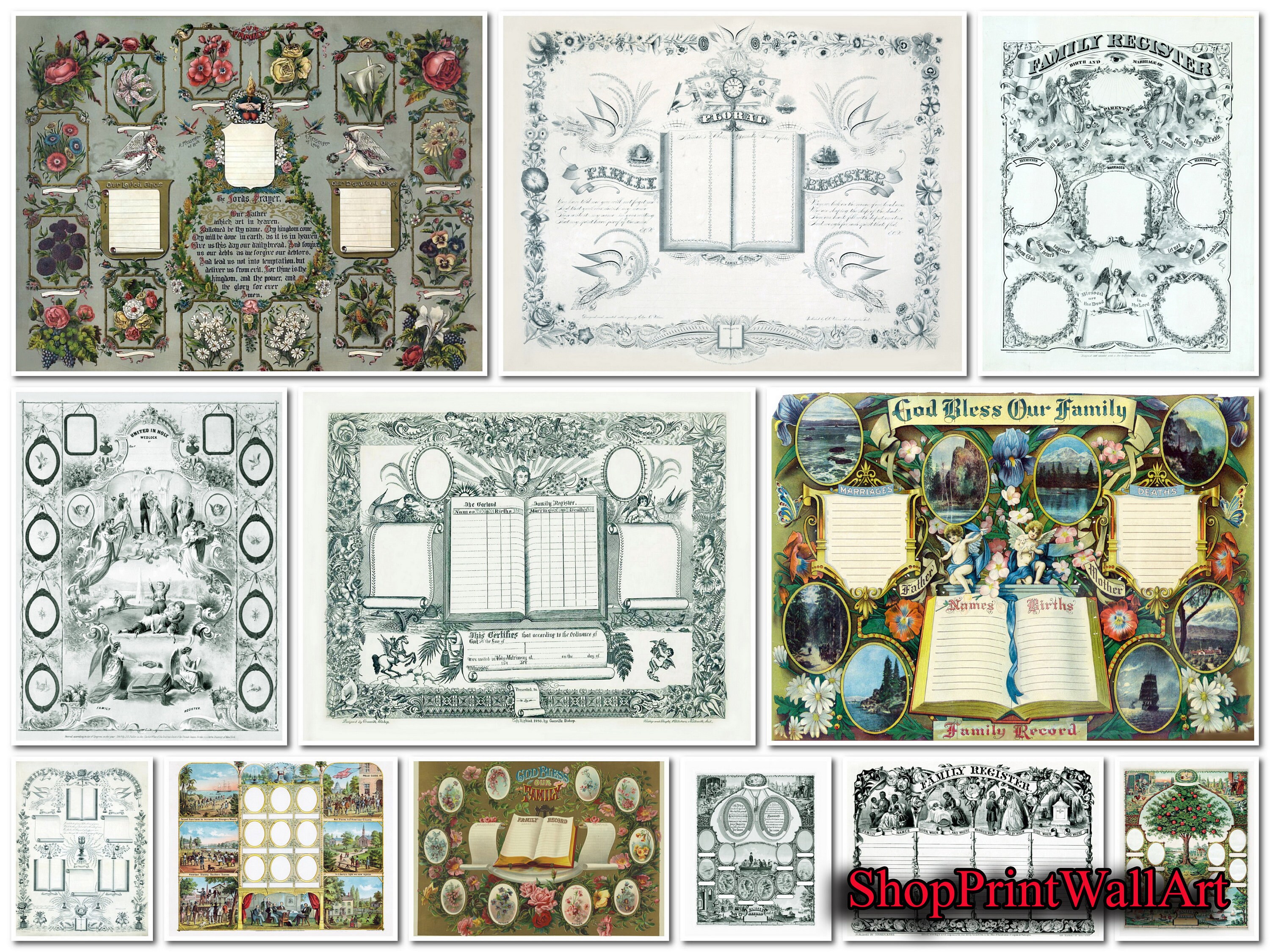 37 High Quality Templates, Vintage Family Tree, Family Tree 19th ...