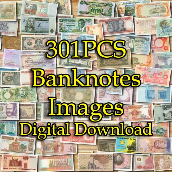 301 Banknoten aus 230 Ländern, Vintage Geld, Bilder Des Geldes, Altes Währung Geld, Bilder des Geldes, Banknoten Des Geldes, Digitaler Download