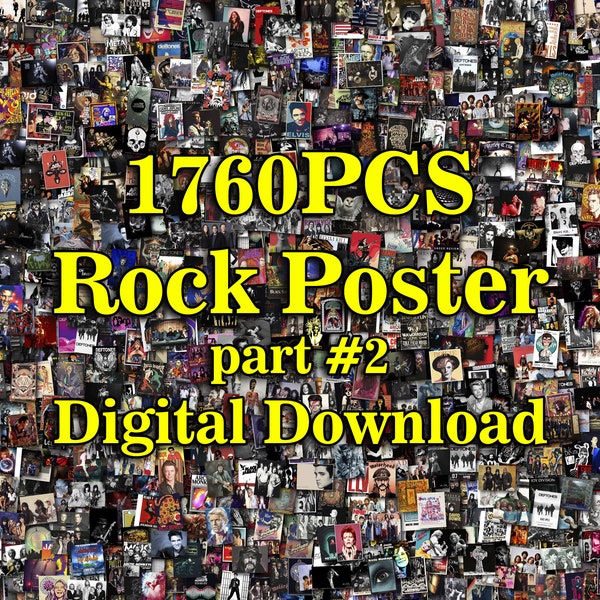 1760PCS Rock Poster #2, Rock Music Poster,Band Posters Vintage,Classic Rock Posters,Wall Collage Kit,Vintage Rock Poster,Custom Wall Collage