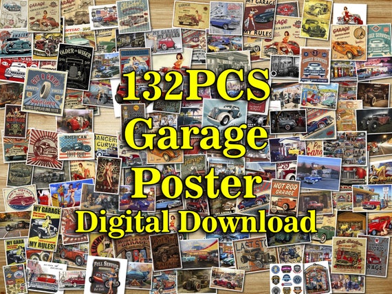 132PCS Garage Posters, Garage Kit, Car Poster, Garage Art, Garage
