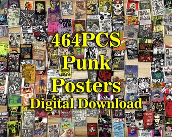464PCS Punk posters, korst punk, post punk, hardcore punk, punk rock poster, punk kunst aan de muur, punk muur decor, punk poster, 80s punk, punk flyer