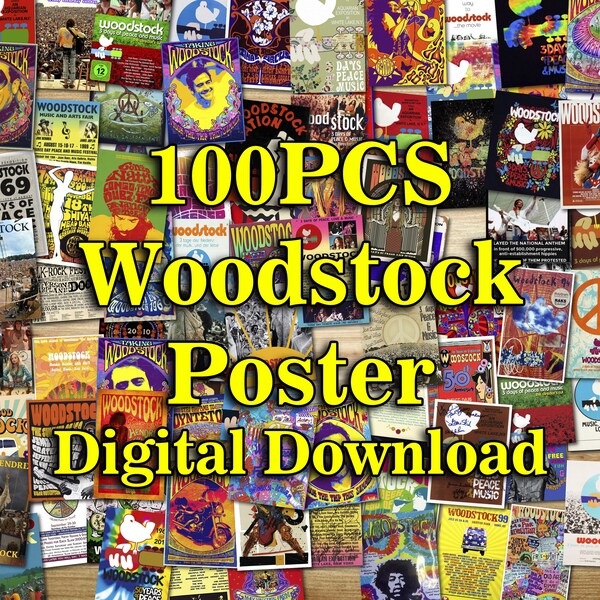 100 pièces Woodstock, affiche de Woodstock, festival de Woodstock, musique de Woodstock, festival de musique de Woodstock, impression de Woodstock, art de Woodstock