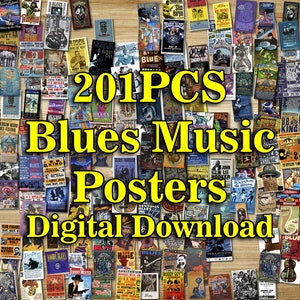 201PCS Blues Poster, Blues Wall Art, Blues Music Posters, Blues Posters And Art Prints, Blues Festival Posters, Blues Music Covers,Blues Art