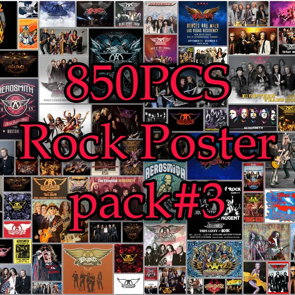 850PCS Rock Poster #3, Vintage Rock Poster, Classic Rock Posters, Wall Collage Kit, Band Posters Vintage, Custom Wall Collage, Rock Music Poster