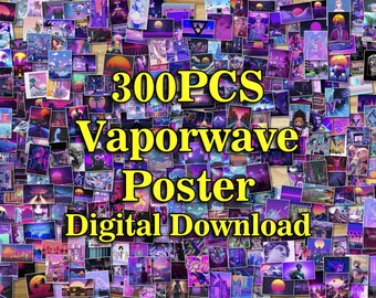 300PCS Vaporwave Poster, Synthwave Poster, Vaporwave Art, Vaporwave Anime, Vaporwave Neon, Vaporwave Digital Paper, Vaporwave Gift Idea