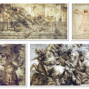 Leonardo Da Vinci 4 pictures, Da Vinci Poster, Da Vinci Print, Printable Poster, Digital Download, Art Poster, Modern Wall Art