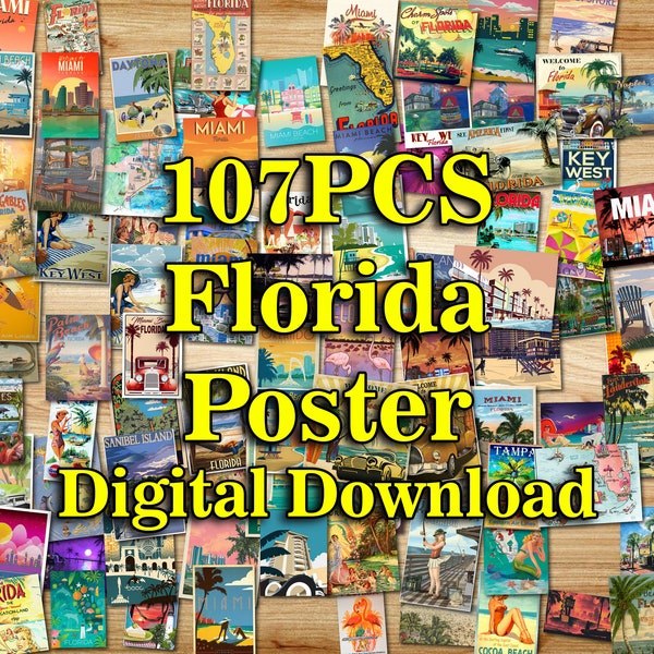 Printable Miami, Florida Map, Old Florida Map, Miami Art Deco, Miami Gift, Miami Travel Poster, Florida Map Print, Miami Florida Poster
