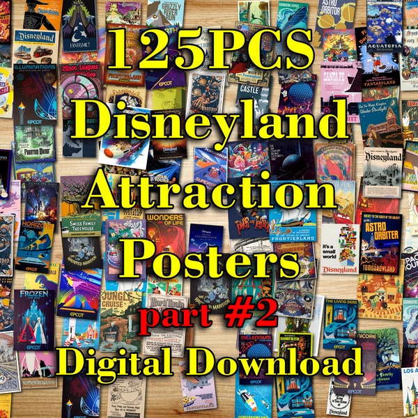 125PCS Finding Nemo, Enchanted Tiki Room, World of Color, Alice in Wonderland poster, Monorail, Jungle Cruise,Tom Sawyer Island,Epcot poster