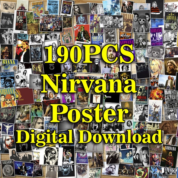 Cartel grunge de 190PCS, conjunto de carteles de banda, collage de pared personalizado, kit de collage de pared, cartel musique, cartel musical, cartel de banda, concierto de affiche