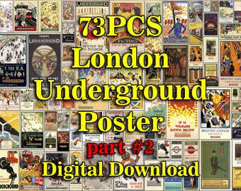 73PCS London Underground Art, London Underground Poster, London Underground Print, London Underground Sign, London Underground