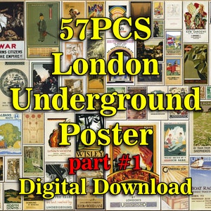 57PCS London Underground Poster 1908-1933, London Underground Sign, London Underground, London Underground Print, London Underground Art image 1