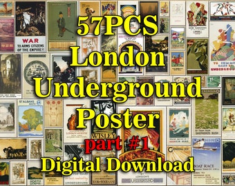 57PCS London Underground Poster 1908-1933, London Underground Sign, London Underground, London Underground Print, London Underground Art