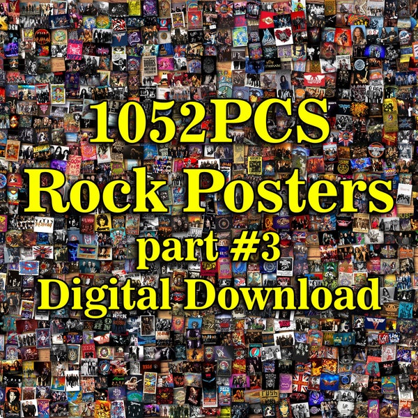 1052PCS Rock Poster #3, Vintage Rock Poster,Classic Rock Posters,Wall Collage Kit,Band Posters Vintage,Custom Wall Collage,Rock Music Poster