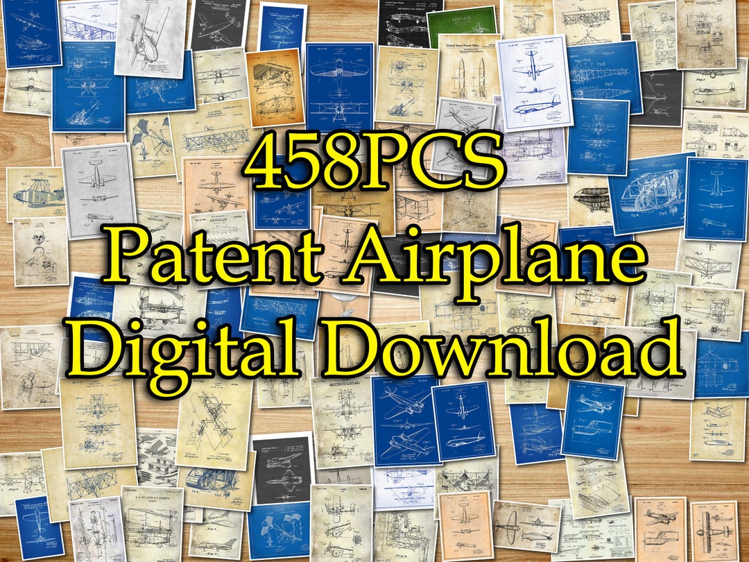 458PCS Airplane Patent Print Kit Airplane Wall Art Airplane Etsy