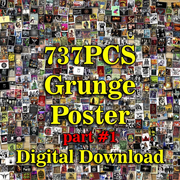 737PCS Grunge Poster, Grunge Room Decor, Grunge Wall Art, Grunge Posters, Grunge Bands, Rock Poster, Rock Muziek Poster, Muur Collage Kit