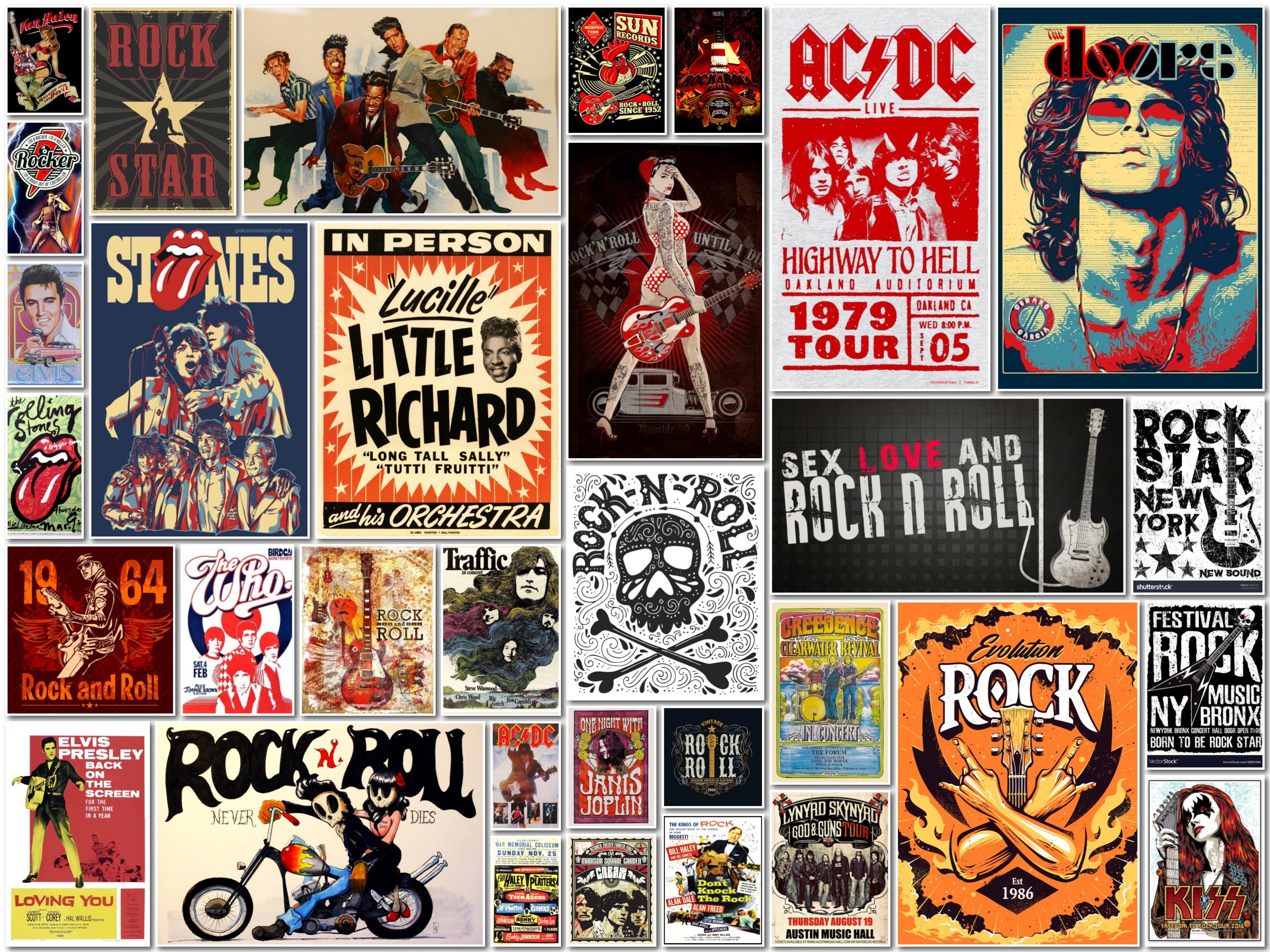 101PCS Rock and Roll Posters, Rock and Roll Music Posters, Rock and