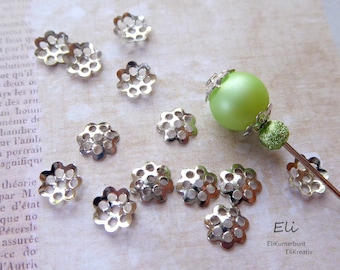 100x Mini Perlkappen BLUME 6mm - filigran - #1009