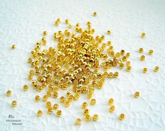 200/500x Quetschperlen 2mm - goldfarben - g-14