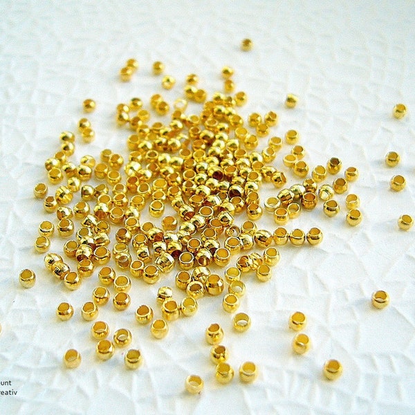 200/500x Quetschperlen 2mm - goldfarben - g-14