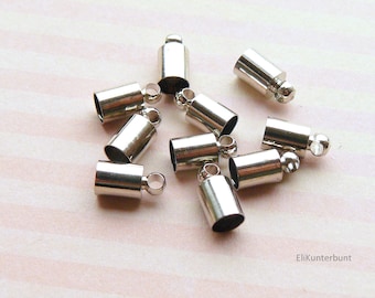 20/50x Endkappen 5x10mm, innen 4,5mm silberfarben - s-75