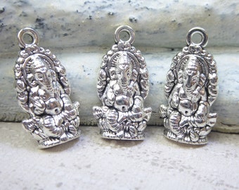 10x GANESHA Elefantengott - Anhänger, Charms - 14x27mm - #1284