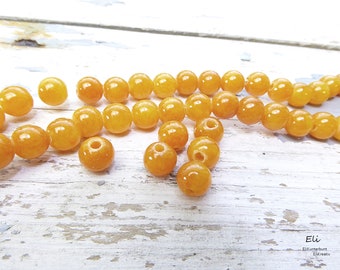 30St. / 1 Strang Jade Perlen - 6mm - mango / hellorange - #1474