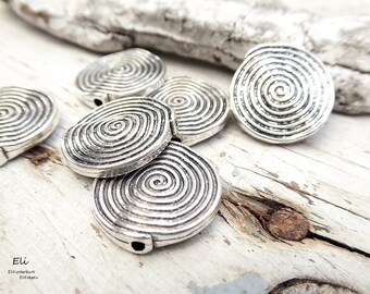 10x Metallperle SPIRALE groß - flache Perle - 18mm - #1101