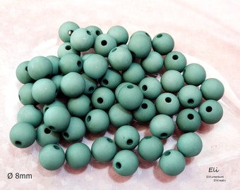 100x Acrylperlen matt PETROL / canton green  - Ø8mm - #1488