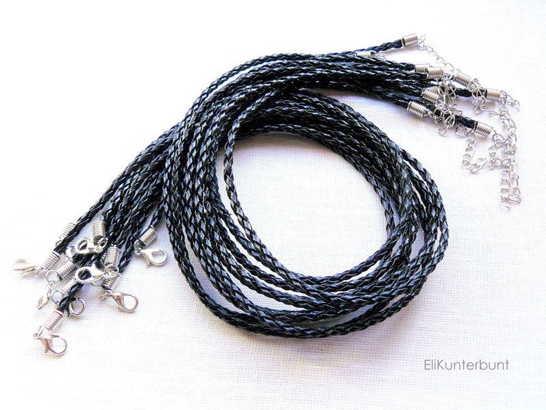 10/50x Kunstleder-Halsband Halskette 45cm schwarz 1565 Bild 1