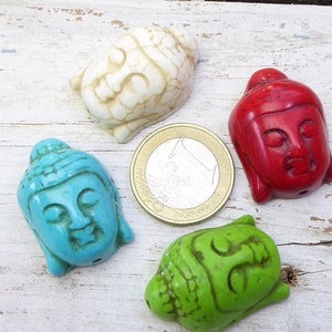 1/10x BUDDHA Kopf CREME Perle synth. Howlith 29x20mm 1460 image 4