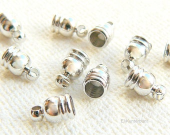 20/100x kleine Endkappen KUPPEL 5x8mm - innen 4mm - s-74