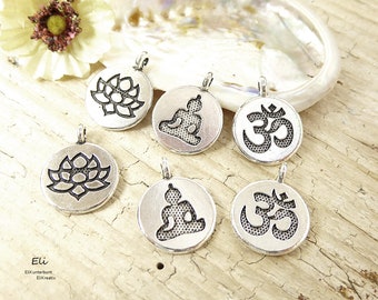 12x Anhänger-Mix YOGA - Om Lotus Buddha - 15x19mm - #1290