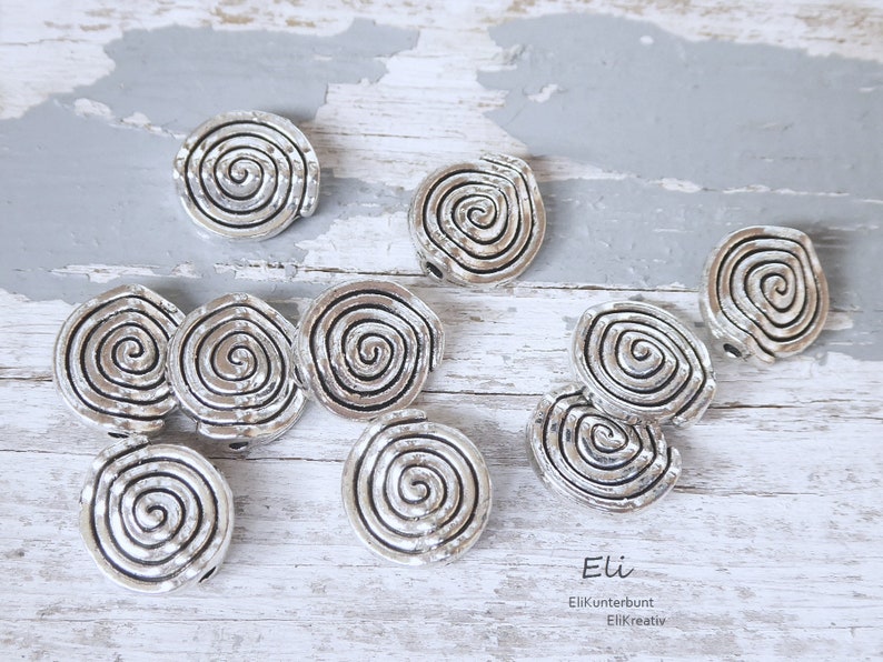 20/50x Metallperle SPIRALE flache Perle 12x11mm 1074 Bild 1