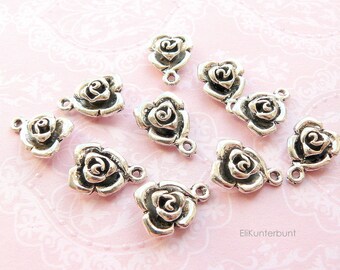 10x Anhänger EDLE ROSE - 12x17mm - #1177