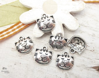 20/50x Anhänger KATZE Kopf 14x13mm  - #1084