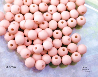 100x Acrylperlen matt LACHS / powder pink - Ø6mm - #1487