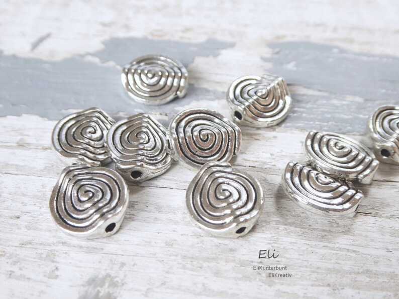 20/50x Metallperle SPIRALE flache Perle 12x11mm 1074 Bild 2