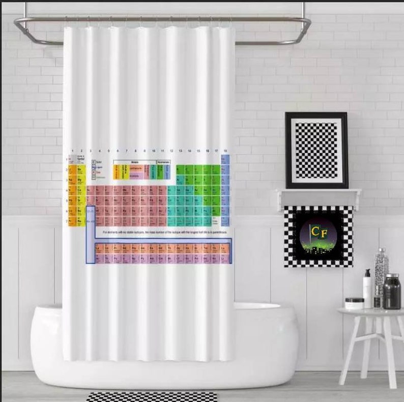 Custom Periodic Table Of Elements Shower Curtain 62 Inches X 72 Inches Science Chemistry Stem Graduate Gifts 100 Woven Polyester